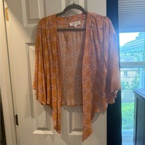 Pink Rose Vibrant Orange Floral Kimono